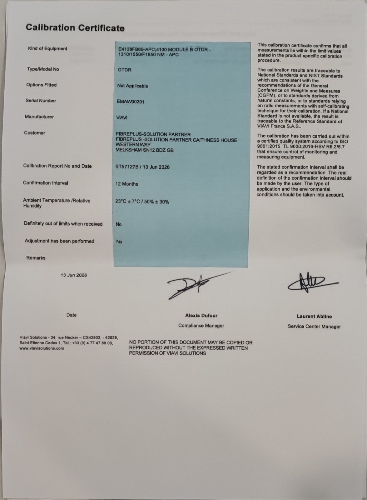 Calibrated Viavi JDSU MTS 4000 V2 with 4138 FB65 1310/1550/1650 Live OTDR1