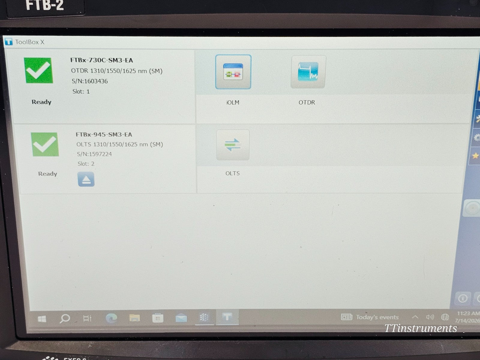 EXFO FTB-2 with FTBx-730C-SM3 OTDR/iOLM 1310/1550/1625nm + FTBx-945-SM3 OLTS15
