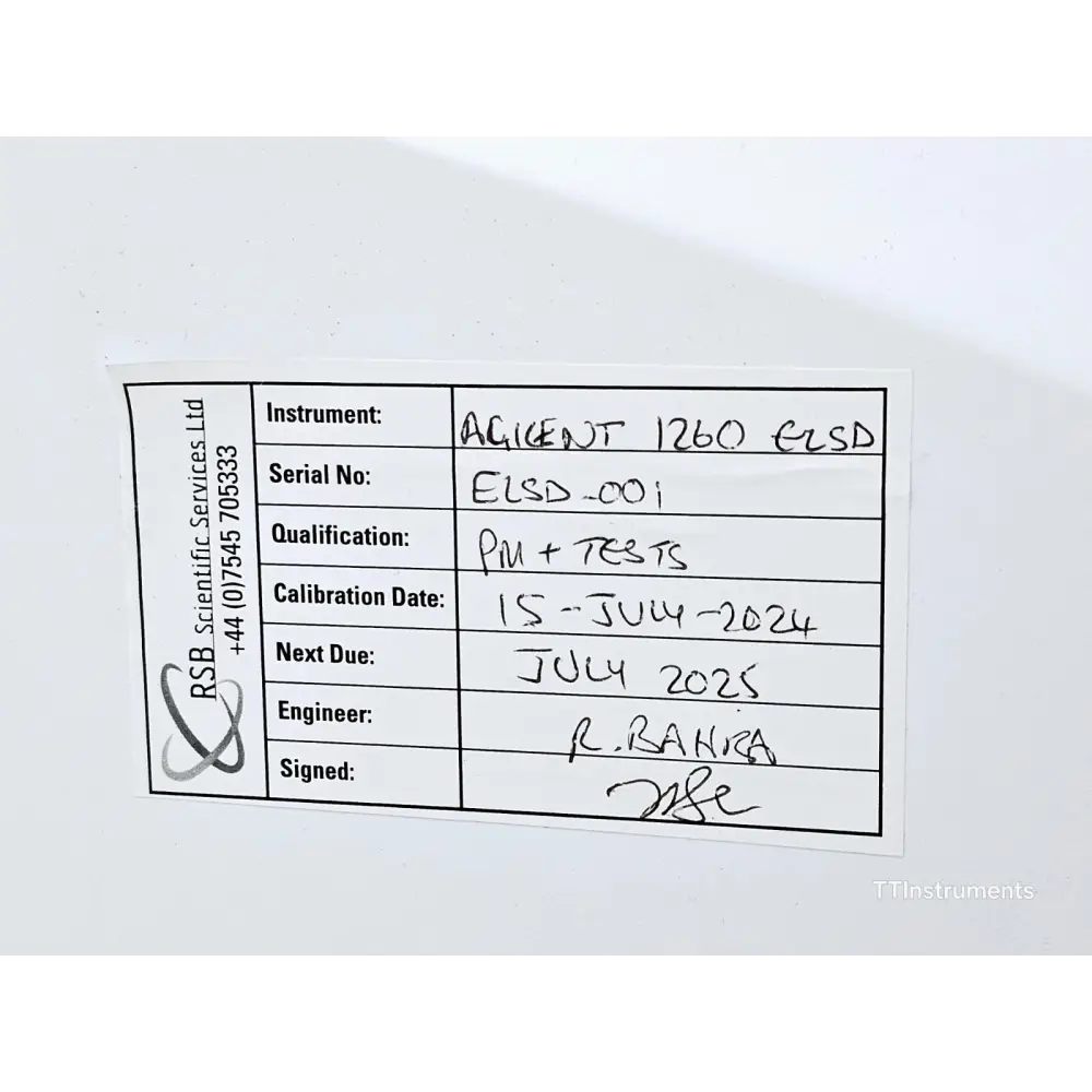 AGILENT INFINITY 1260 ELSD Evaporative Light Scattering Detector G4260B