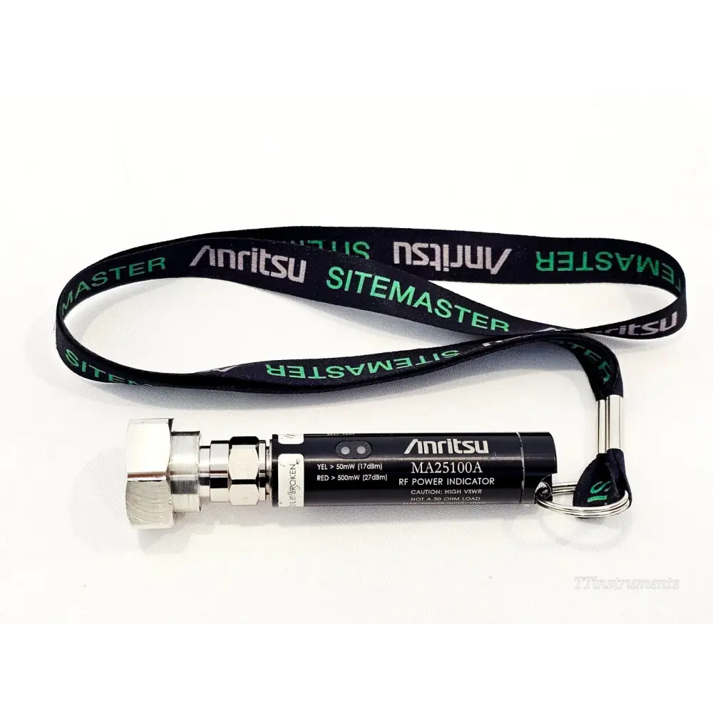 Anritsu MA25100A RF Power Indicator with Anritsu SiteMaster branded lanyard, full unit view