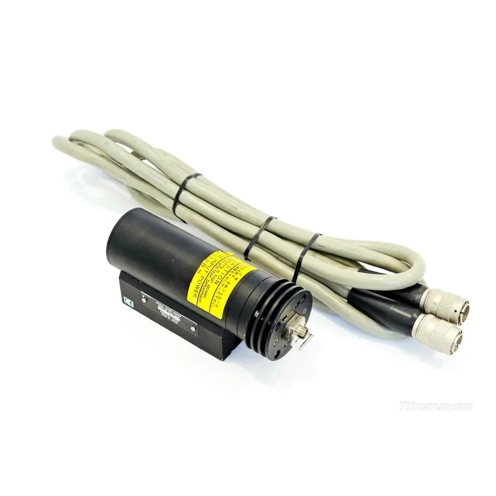 Anritsu MA9714B Optical Power Sensor with interface cable coiled alongside, yellow warning label visible