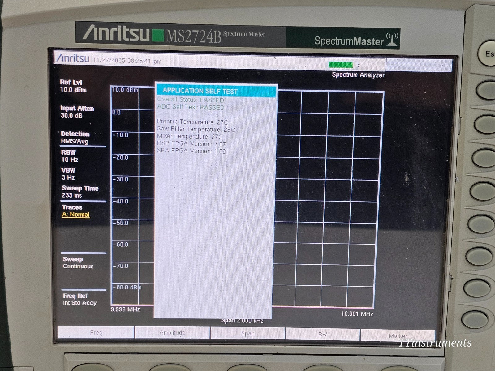 Anritsu MS2724B Spectrum Master showing bottom connector panel and carry strap attachment point