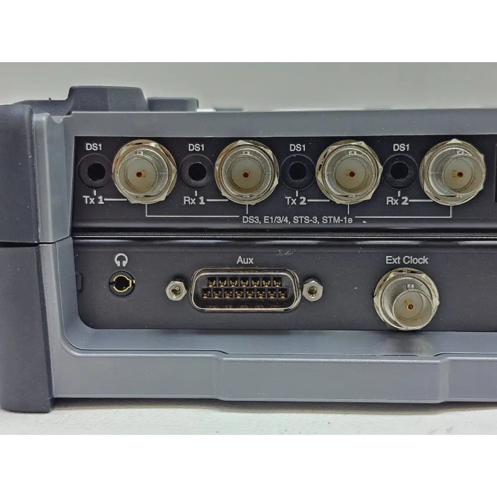 Anritsu MT1000A with MU100010A — close-up of dual SFP+ optical port connections