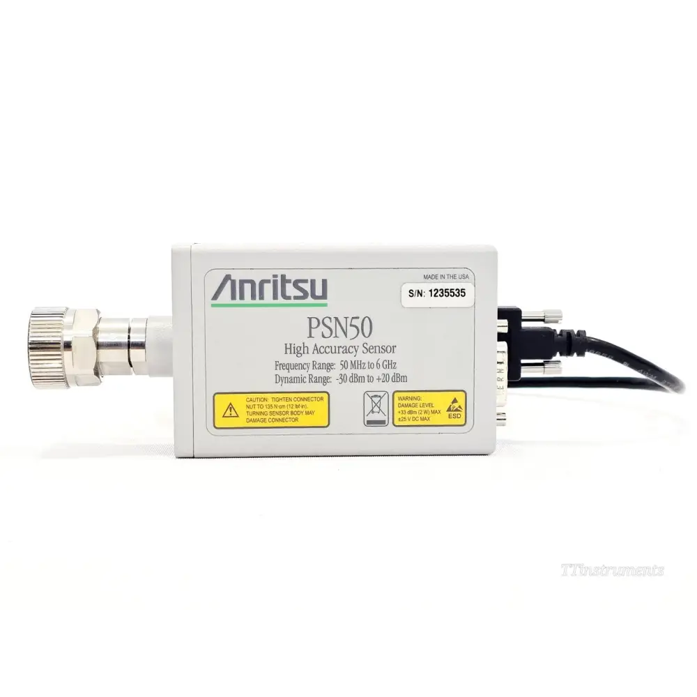Anritsu PSN50 power sensor side profile showing compact handheld body and status LED indicator