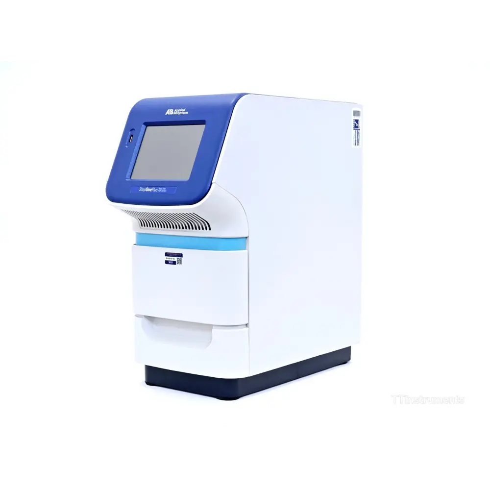 StepOnePlus qPCR system showing 6.5-inch VGA LCD touchscreen interface
