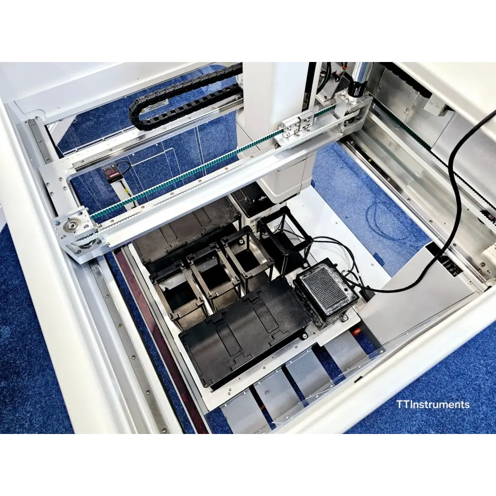 Beckman Coulter Biomek NXP rear view showing device controller ports and integration connections