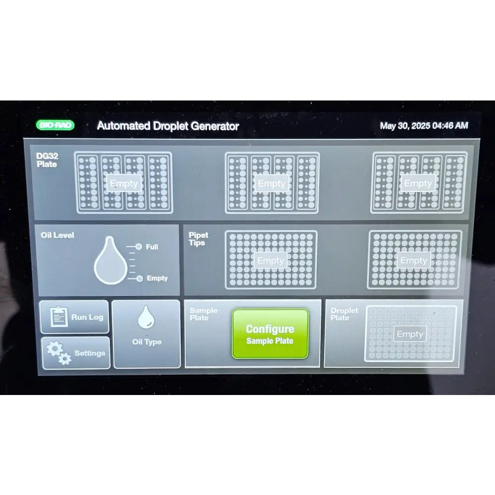 Bio-Rad AutoDG Automated Droplet Generator with HEPA-filtered enclosure door open