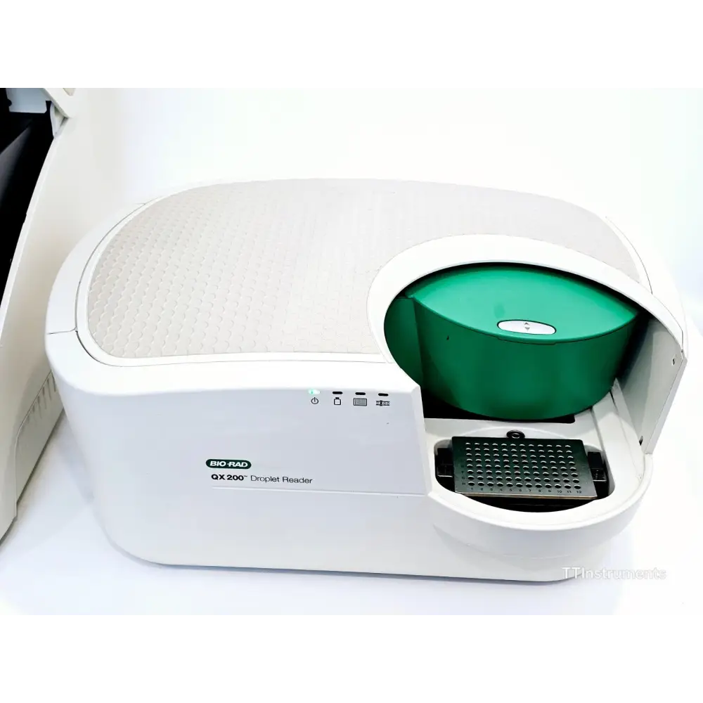 Bio-Rad QX200 Droplet Reader left-side profile view showing instrument depth and footprint