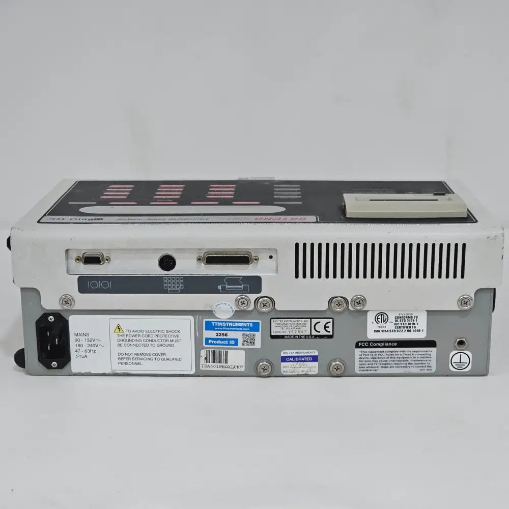 BIO-TEK 601PRO XL safety analyzer showing minor display pixel imperfection towards screen centre-right