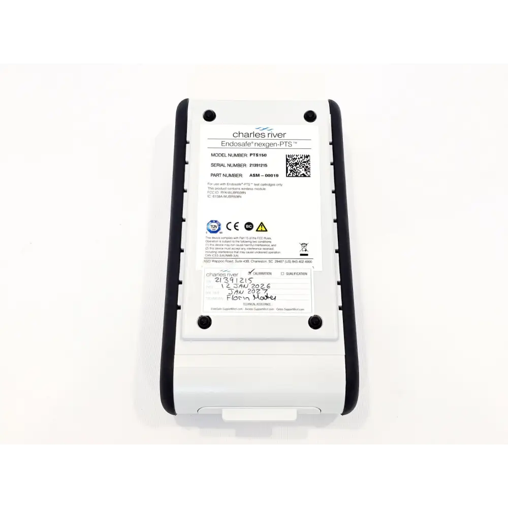 Charles River Endosafe PTS150 top-down view showing touchscreen and barcode scanner