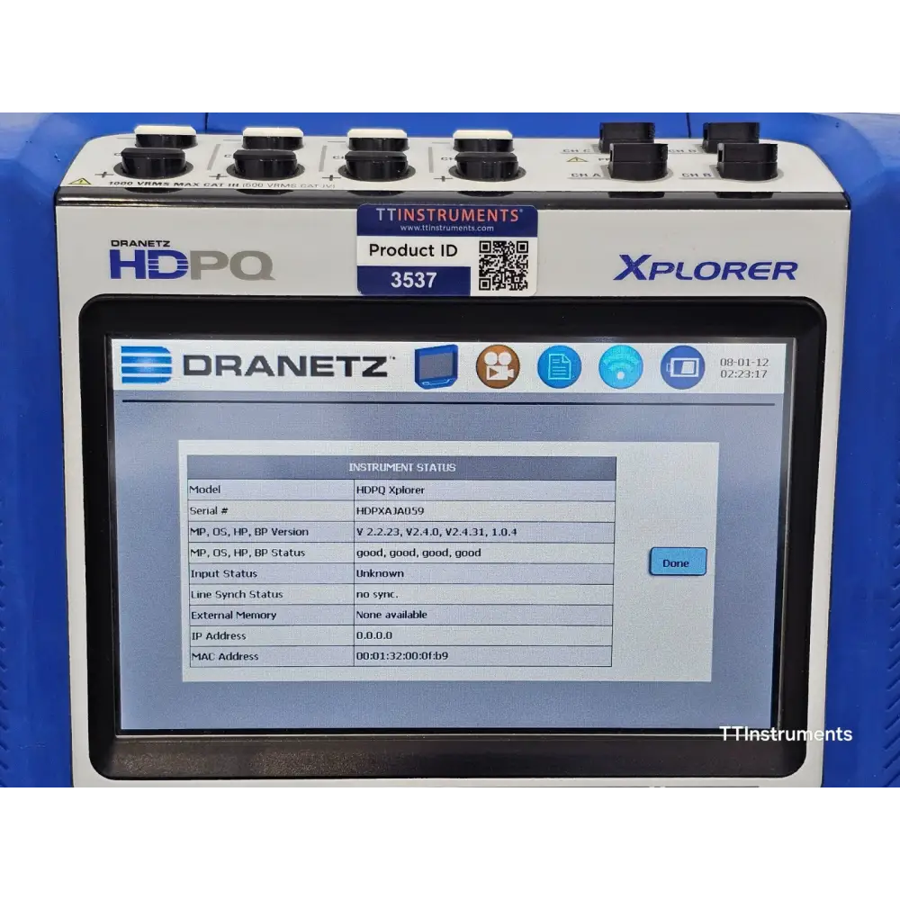 Dranetz HDPQ Xplorer with DRANFLEX 6000XLB probes laid out on work surface ready for use