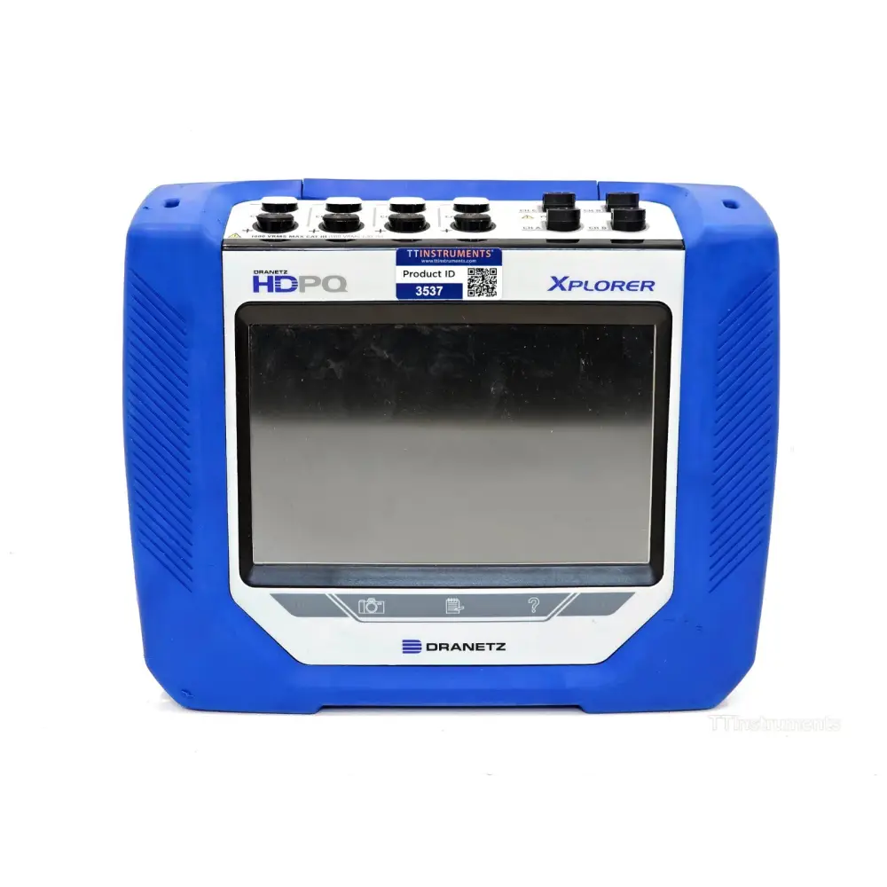 Dranetz HDPQ Xplorer right-side view showing input connectors and rubber protective boot
