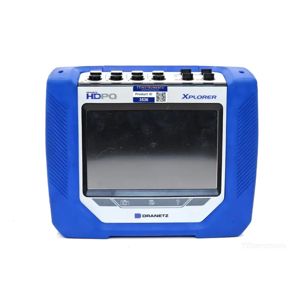 Dranetz HDPQ Xplorer left-side panel showing power switch, GPS port and AC adapter connector