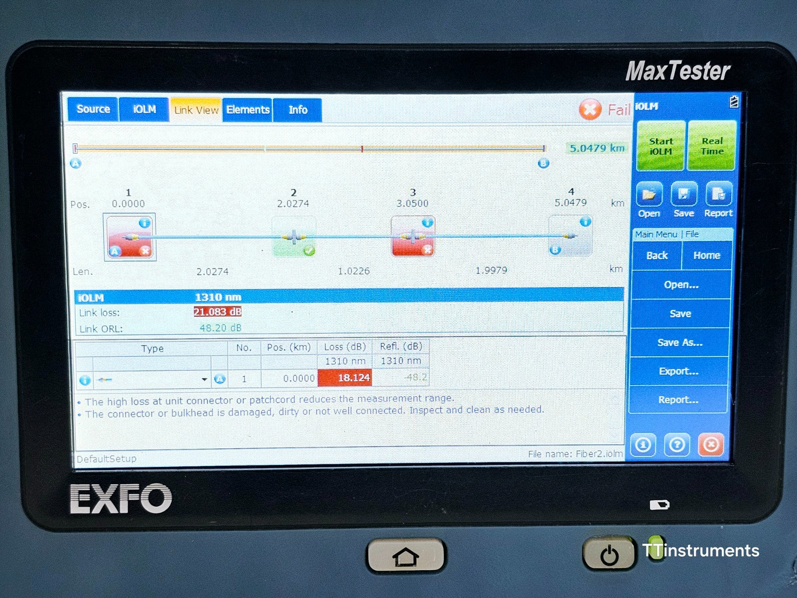 Calibrated EXFO MAX-730C-SM3 iOLM IADV MaxTester 1310/1550/1625 nm FTTx/PON