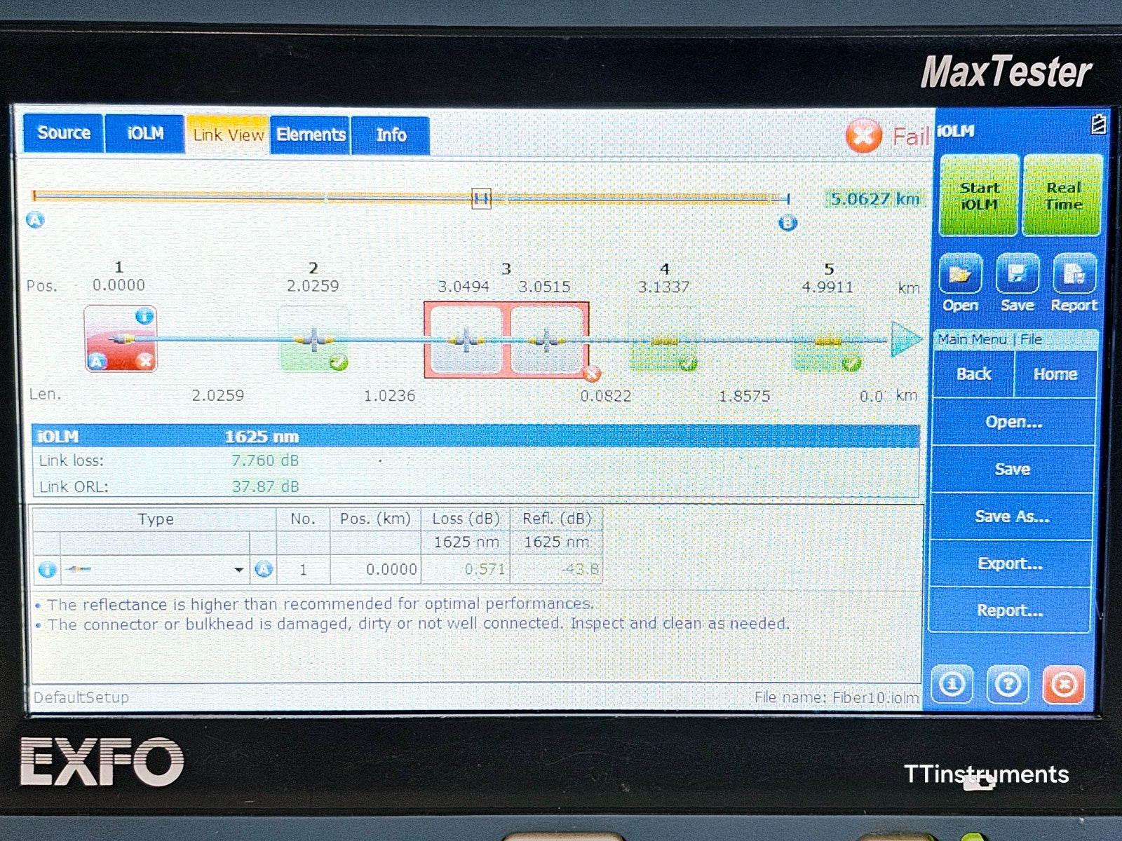 Calibrated EXFO MAX-730C-SM3 iOLM IADV MaxTester 1310/1550/1625 nm FTTx/PON
