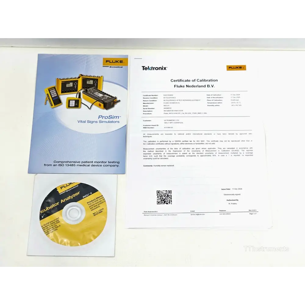 Fluke INCU II analyzer body showing Fluke Biomedical branding and model label