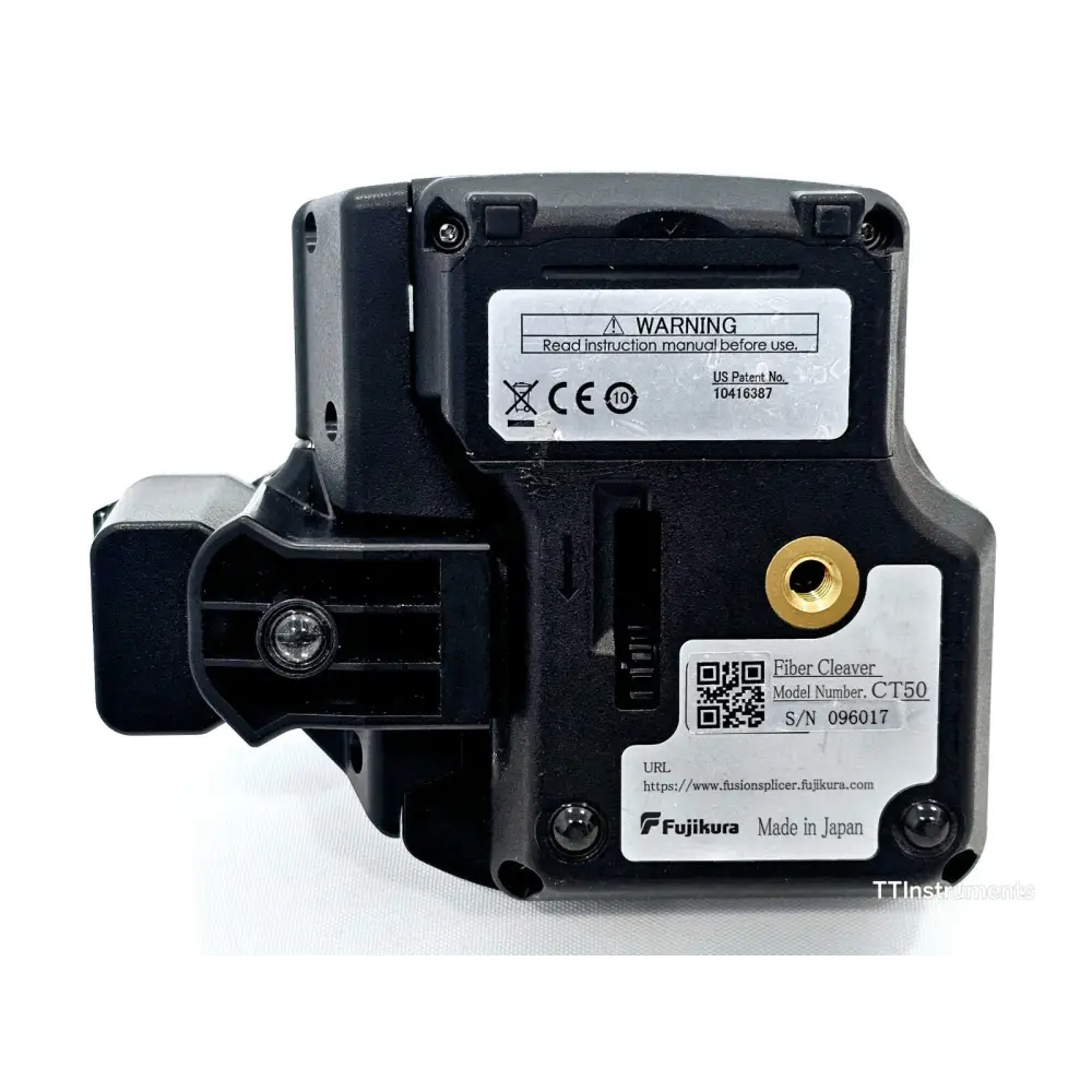 Fujikura 41S+ fusion splicer rear and side angle view showing ruggedised housing and connector ports