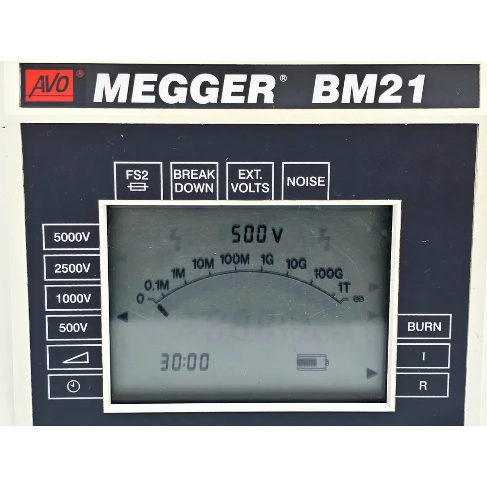 Megger BM21 terminal connections and test lead input sockets close-up