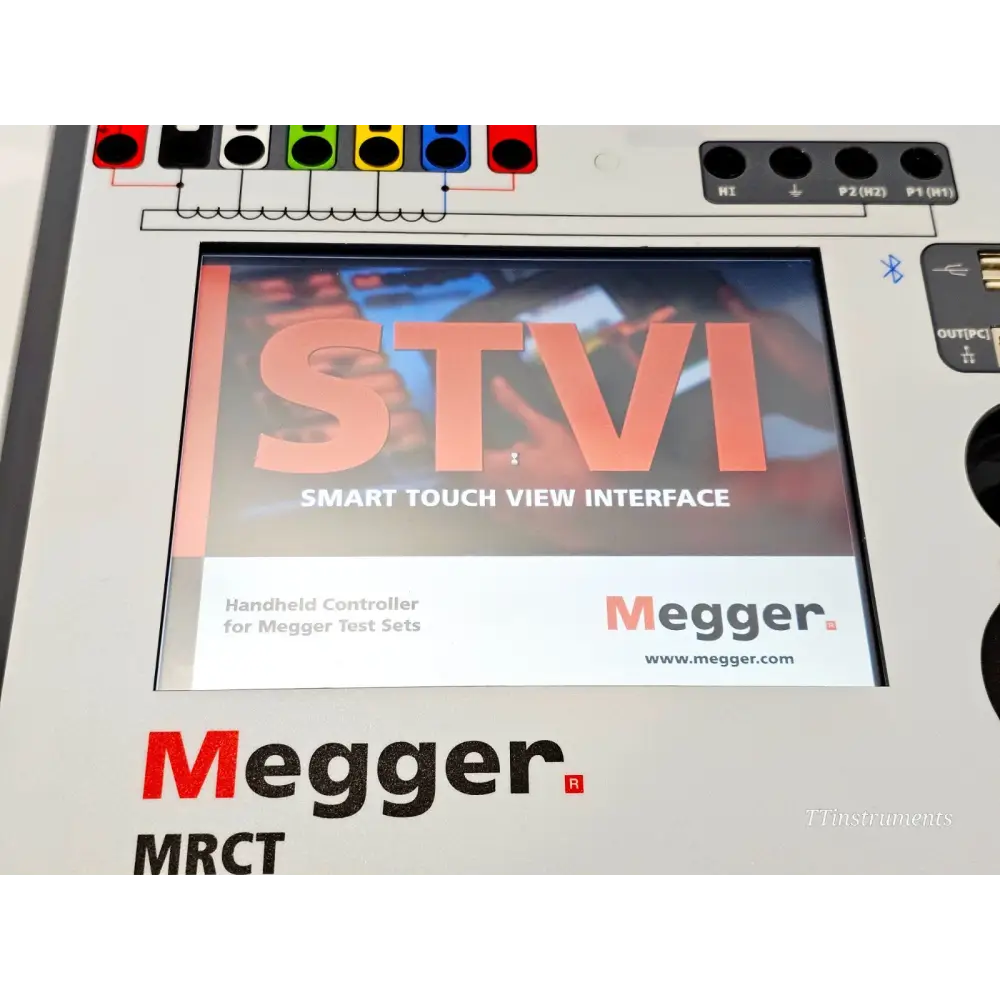 Megger MRCT STVI Smart Touch View Interface touchscreen boot screen showing integrated display and Bluetooth port