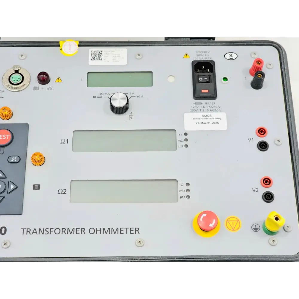 Megger MTO210 transformer ohmmeter top view showing test current output and potential input terminals