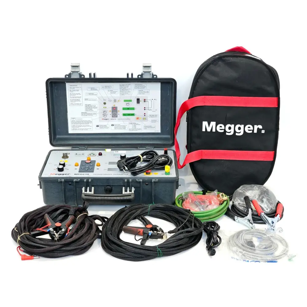 Megger MTO210 transformer ohmmeter front panel view showing dual-channel display and controls