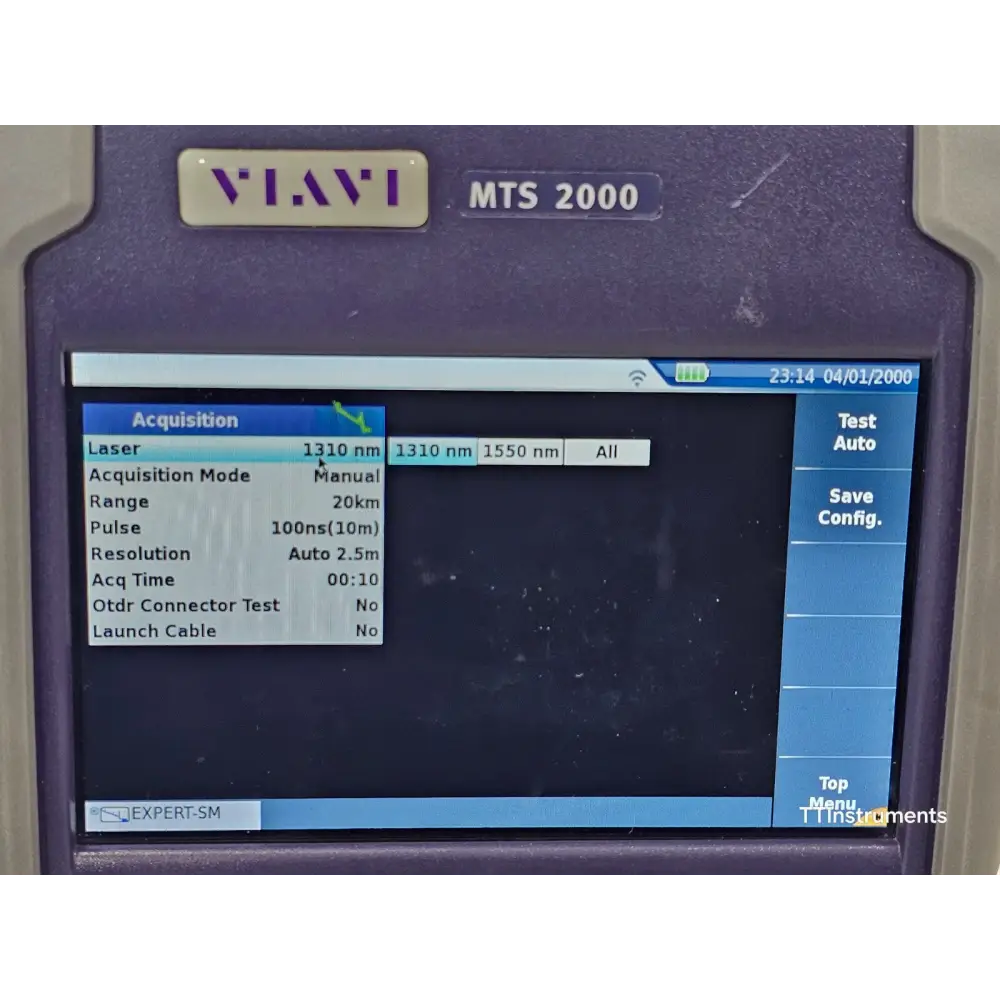 Viavi JDSU MTS 2000 with 4146 Quad module showing SM 1310/1550 nm OTDR port
