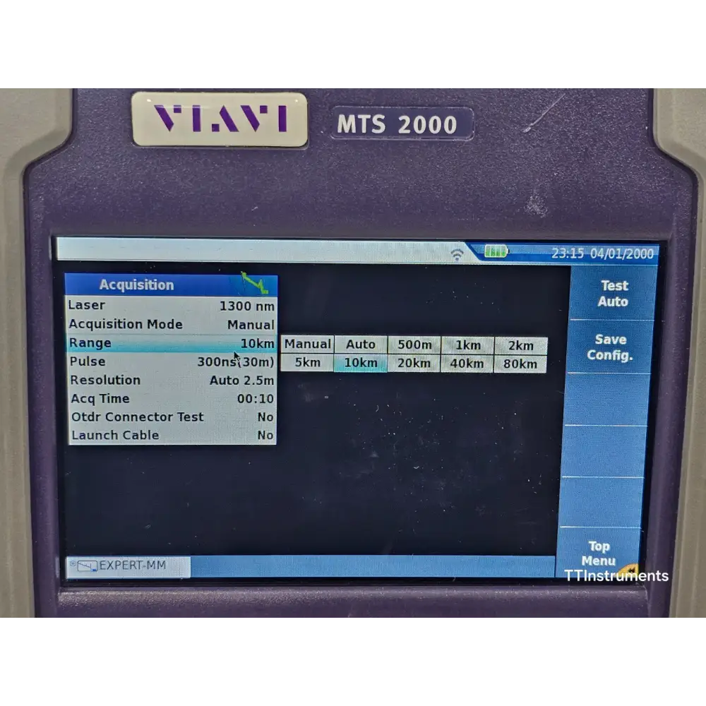 JDSU MTS 2000 4146 Quad OTDR module bottom view showing dimensions and product label