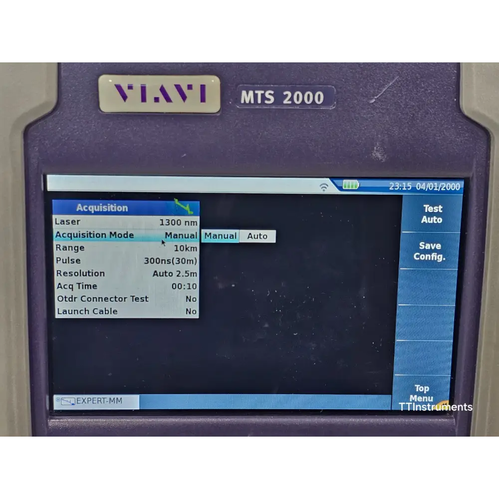 Viavi JDSU MTS 2000 complete test set showing mainframe with 4146 Quad module connected