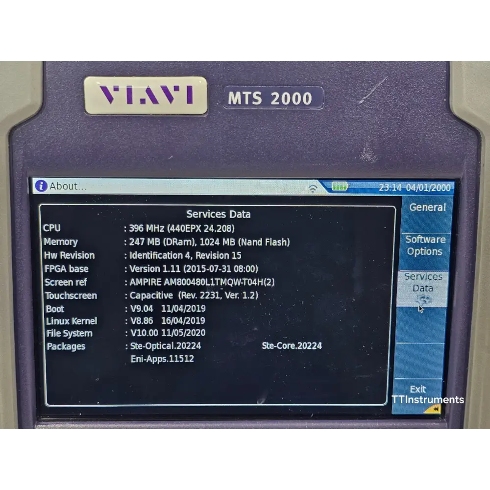 Viavi 4146 Quad OTDR module label showing SM and MM wavelength specifications