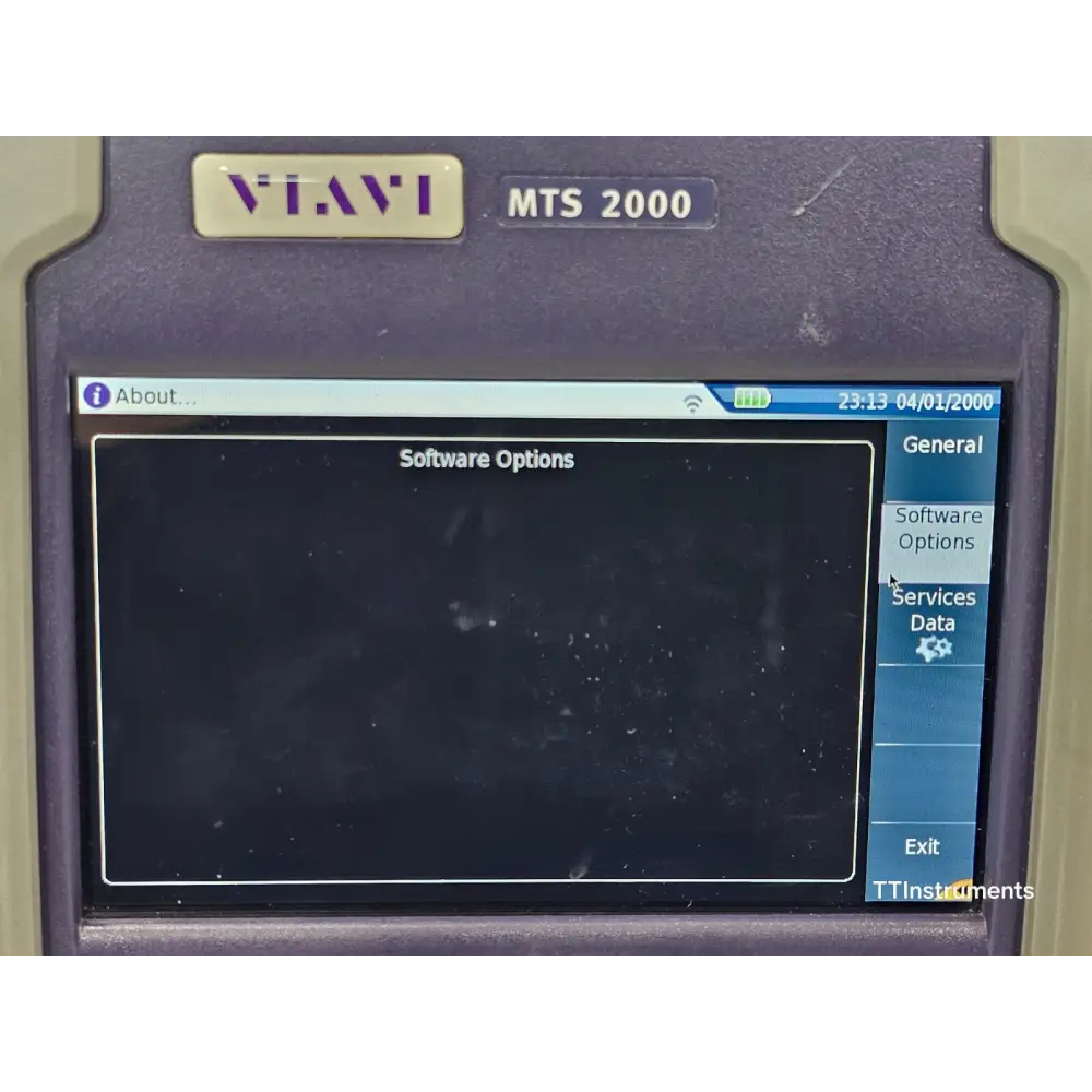 MTS 2000 mainframe rear view showing battery compartment and connectivity ports