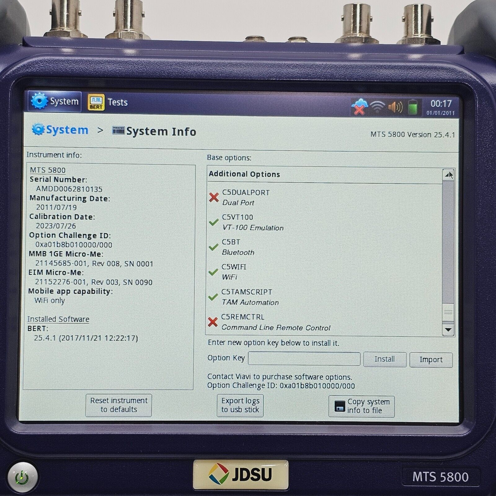 Calibrated Viavi JDSU MTS 5800 w/ 5801P Network Tester LOADED with MANY Options