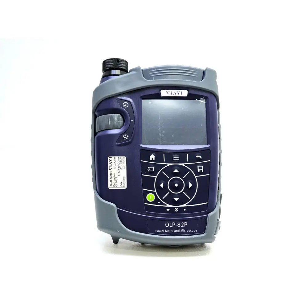 Viavi OLP-82P handheld fiber tester showing 3.5-inch colour touch screen display