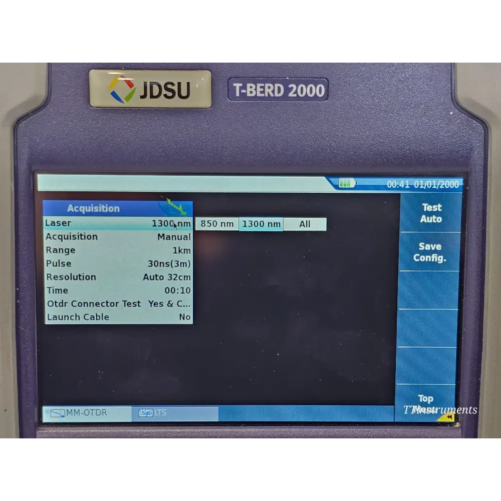 Viavi T-BERD 2000 OTDR software options screen showing Expert OTDR and SMART TEST