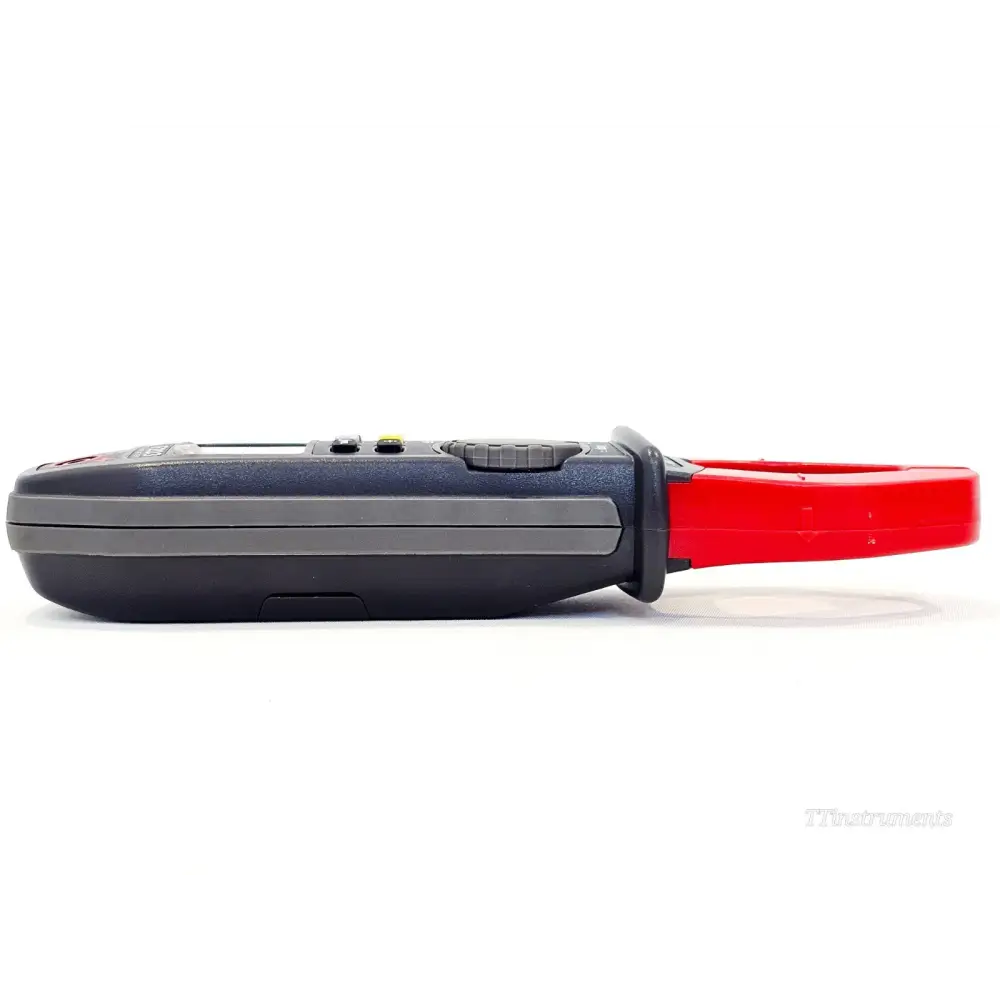 Chauvin Arnoux F203 clamp meter right side profile view showing input terminals and button layout