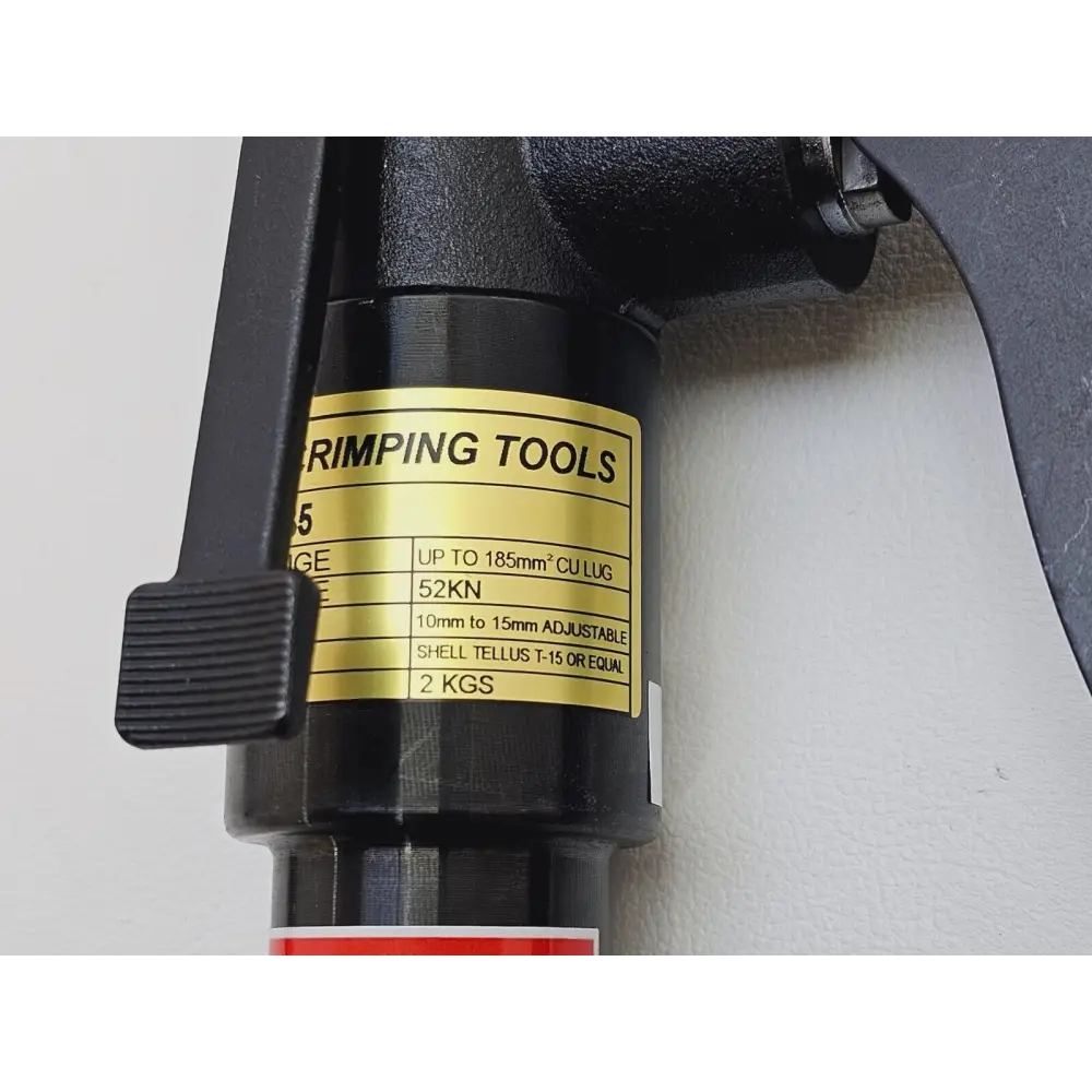 CHT 185 hydraulic crimp tool handle and pump mechanism detail close-up
