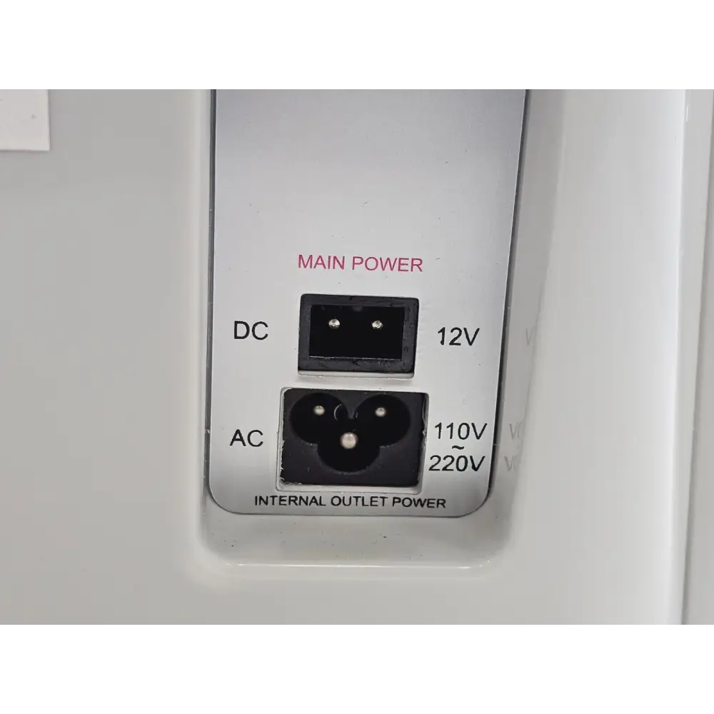 Cole-Parmer H2200-H incubator rear panel showing power inlet and internal outlet cable connection port