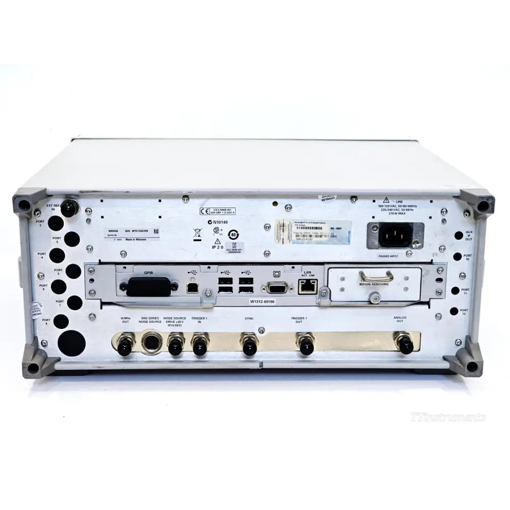 Agilent Keysight N9000A CXA analyser left-side panel detail showing ventilation and connectors