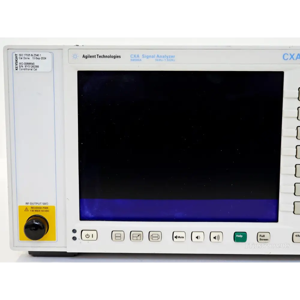 Keysight N9000A signal analyser three-quarter front view showing full instrument chassis