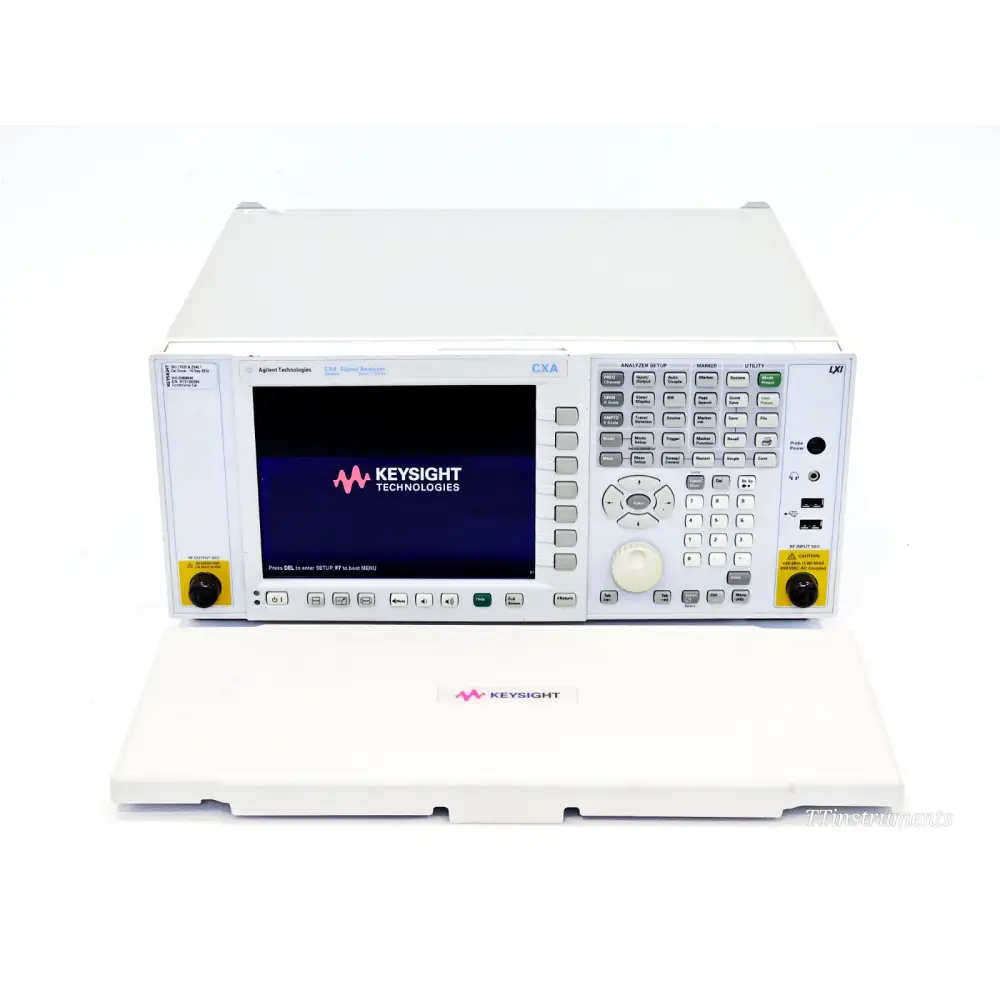 Keysight CXA N9000A signal analyser front panel view showing 10.4-inch colour touchscreen display