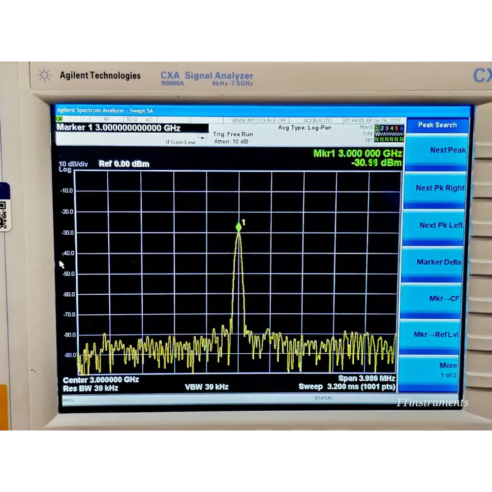 Keysight CXA N9000A 7.5 GHz signal analyser three-quarter rear view of full chassis