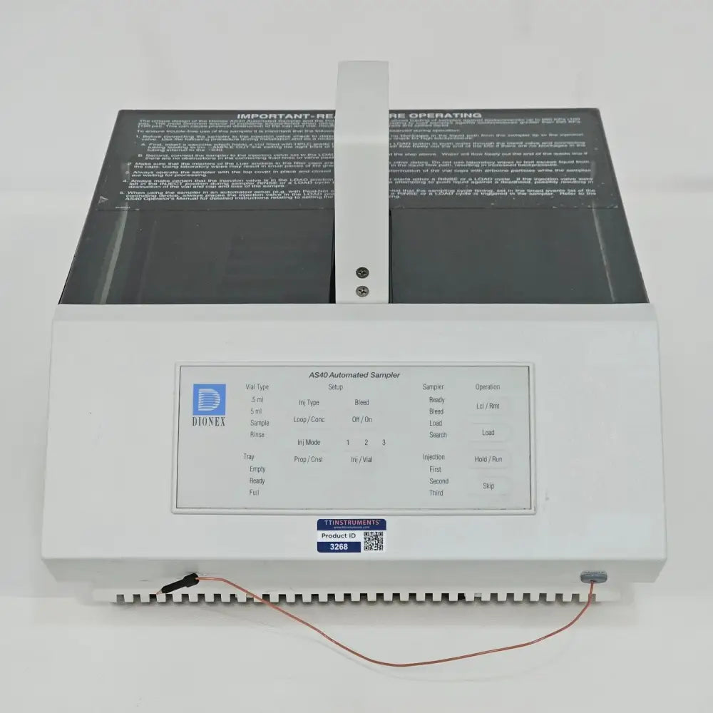 Dionex AS40 Automated Sampler front view showing control panel and cassette loading area