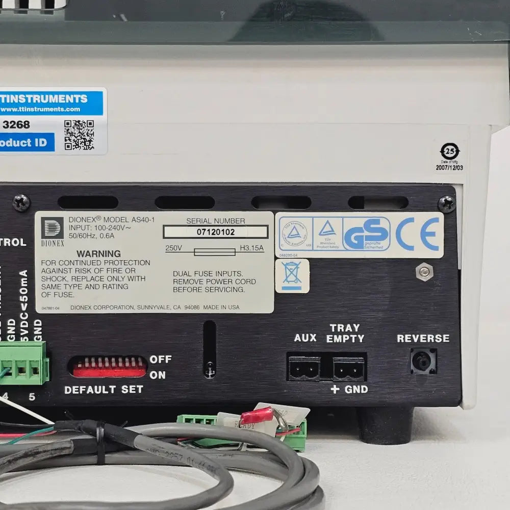 Dionex AS40 Automated Sampler three-quarter angle view showing overall instrument condition
