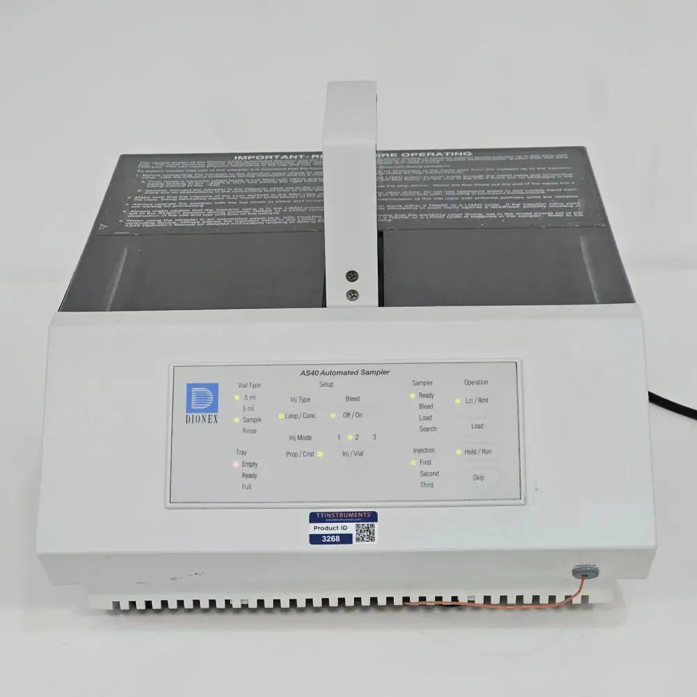 Dionex AS40 Automated Sampler right-side profile showing enclosure and venting