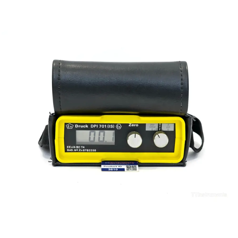 Druck DPI 701 IS handheld digital pressure indicator front view showing LCD display and two-button controls