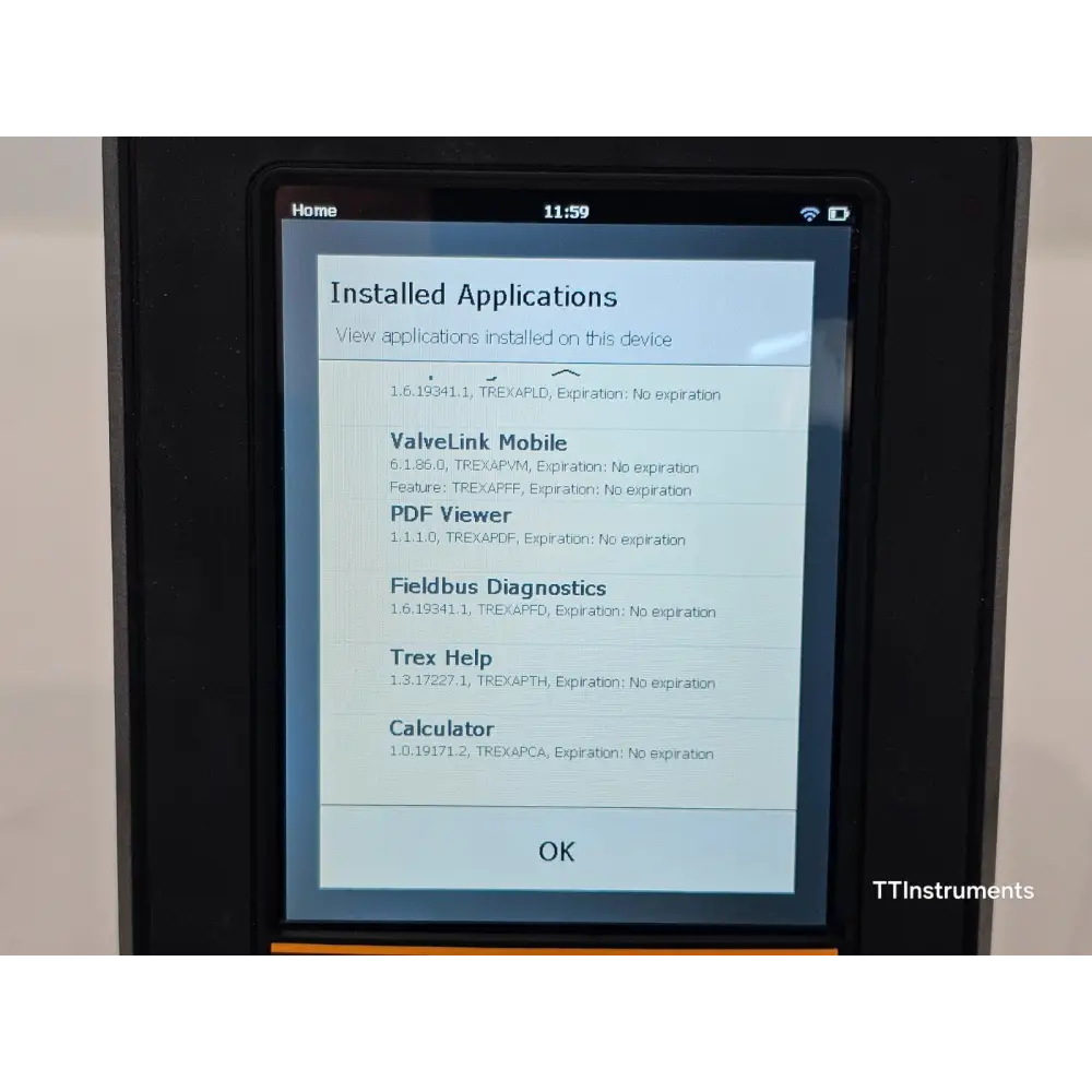 Emerson AMS Trex TREXLFPKLWS3S Loop Diagnostics application interface on touchscreen
