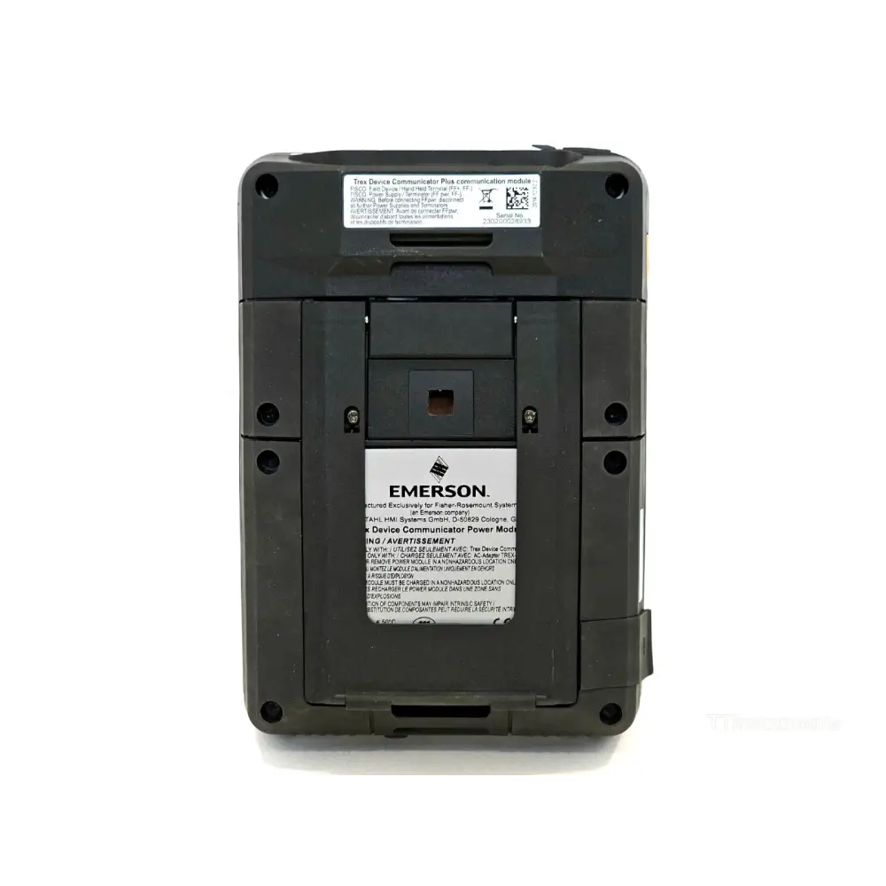 Emerson AMS Trex TREXLFPKLWS3S rear view showing communication module and hand strap