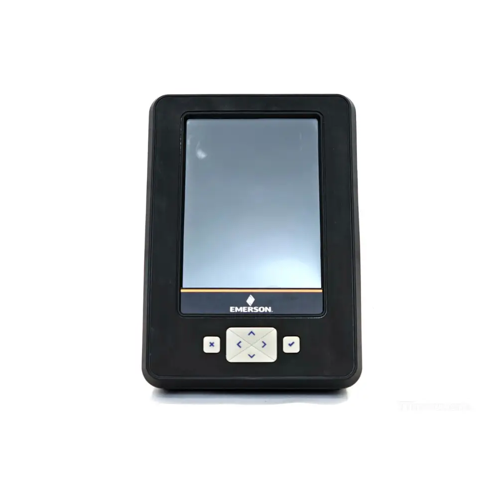 Emerson AMS Trex TREXLFPKLWS3S showing 5.7-inch colour touchscreen display with home menu