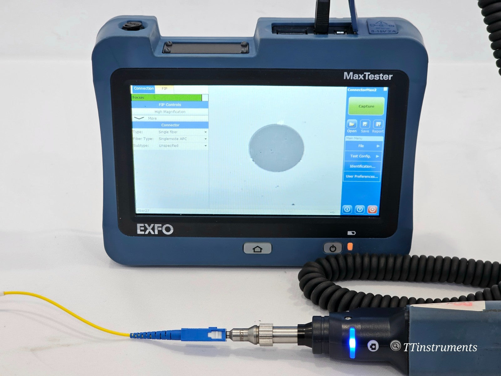 EXFO MAX-FIP intelligent connector and fiber certifier with 7-inch colour touchscreen