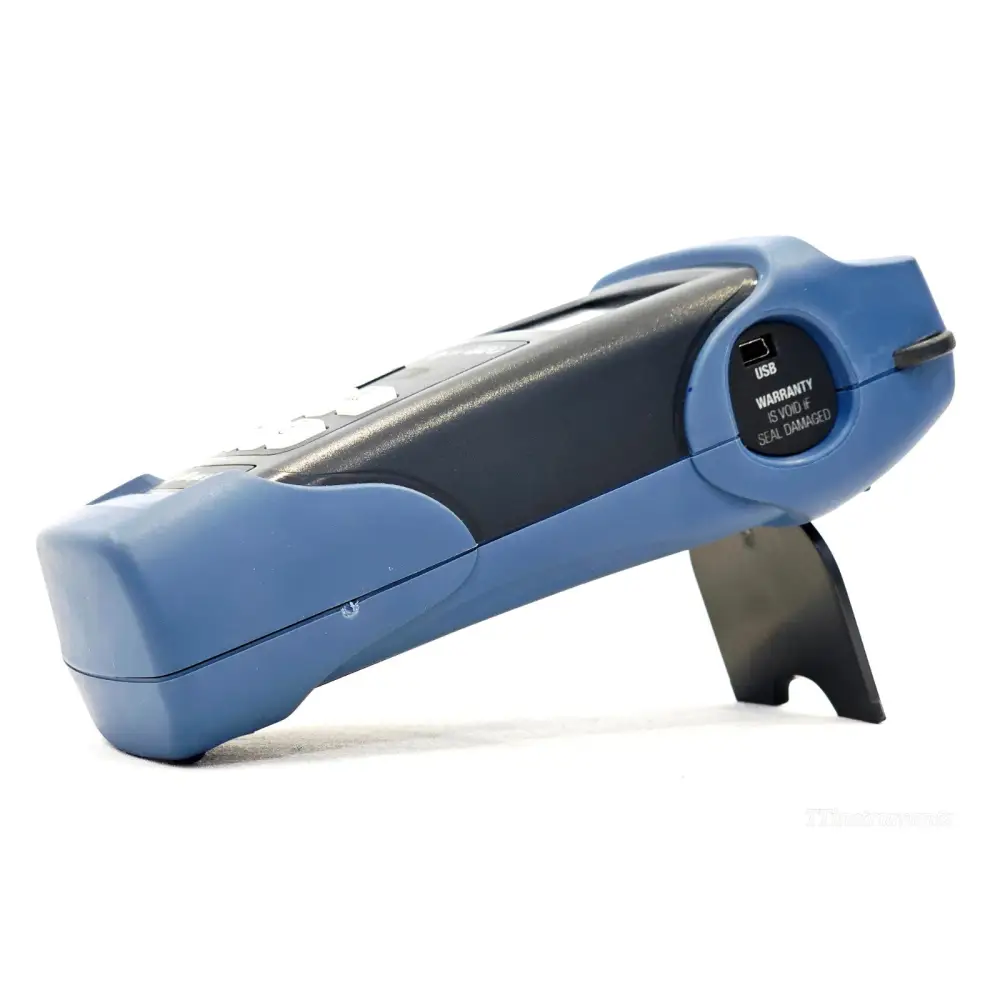 EXFO FLS-600 Light Source left side view showing DC power input rated 9V 9W and UL certification mark
