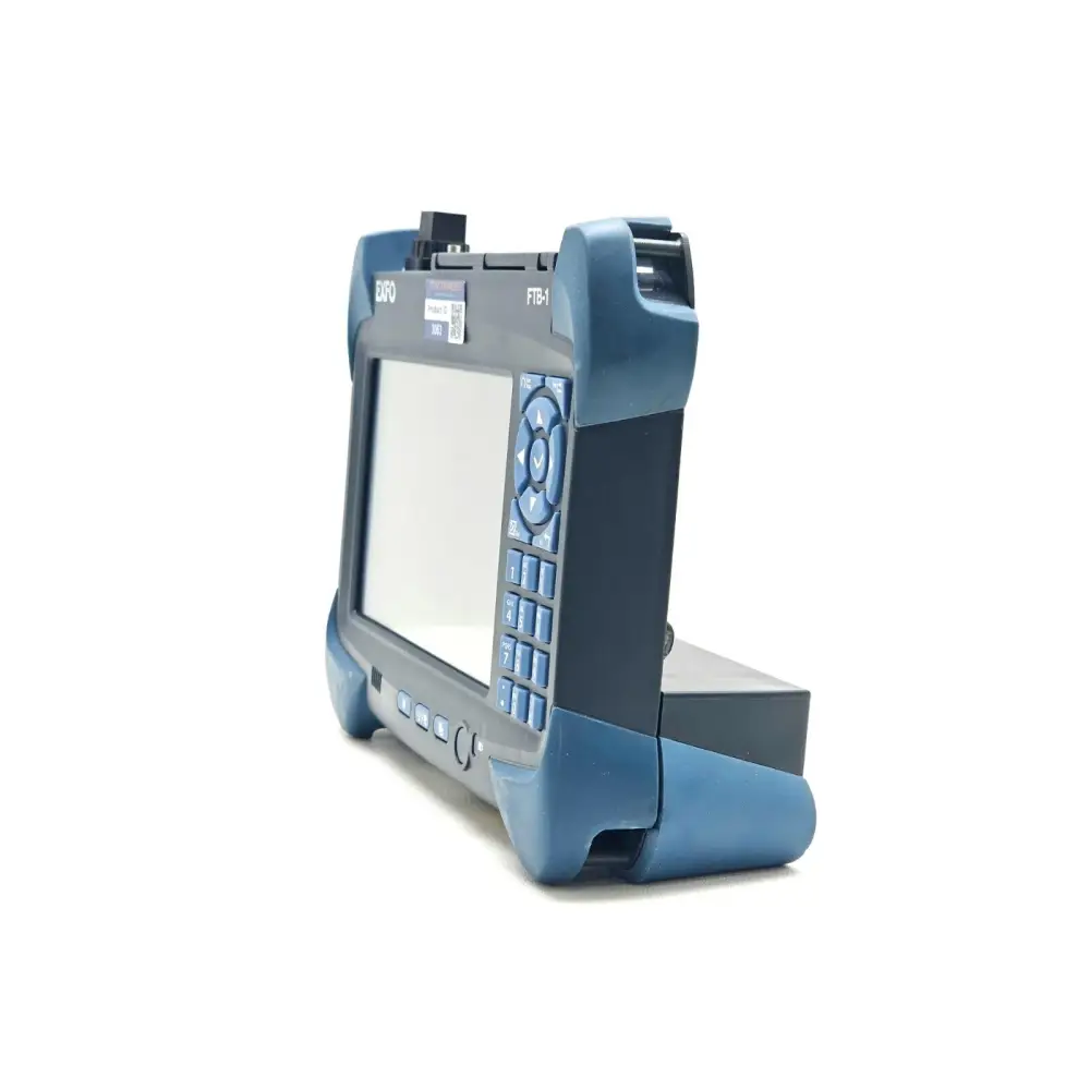 EXFO FTB-1 platform right side panel showing AC adapter connector and module security slot